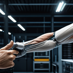 0 integration. He looks intently at the screen, with one hand gesturing slightly towards the model, conveying expertise in digital manufacturing and hybrid skills. The image features perfect anatomy, correct proportions, well-formed hands, proper finger count, and natural body proportions. High-resolution image, intricate details, realistic rendering, professional lighting, safe for work, appropriate content, fully clothed, modest.